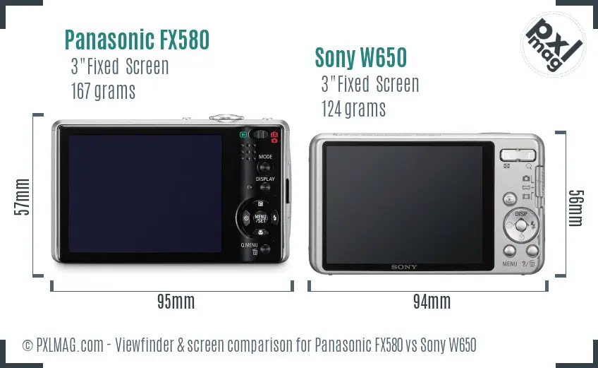 Panasonic FX580 vs Sony W650 Screen and Viewfinder comparison Panasonic FX580 vs Sony W650 Screen and Viewfinder comparison