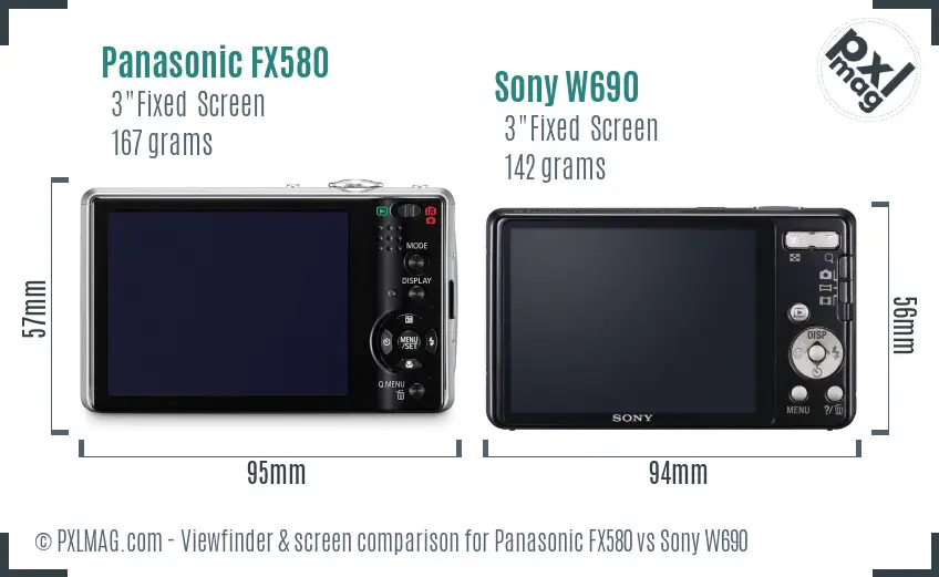 Panasonic FX580 vs Sony W690 Screen and Viewfinder comparison