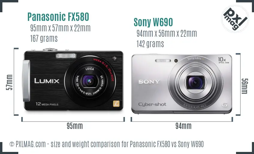 Panasonic FX580 vs Sony W690 size comparison