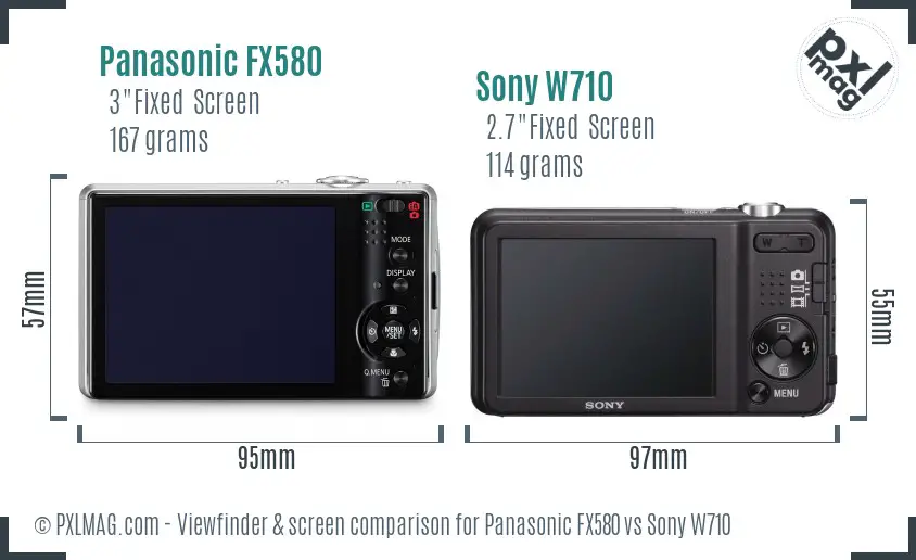 Panasonic FX580 vs Sony W710 Screen and Viewfinder comparison