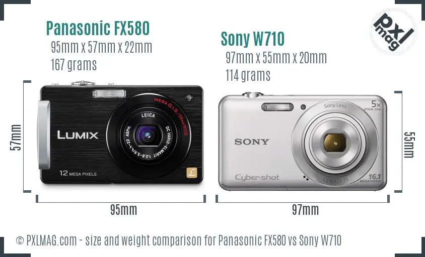 Panasonic FX580 vs Sony W710 size comparison Panasonic FX580 vs Sony W710 size comparison