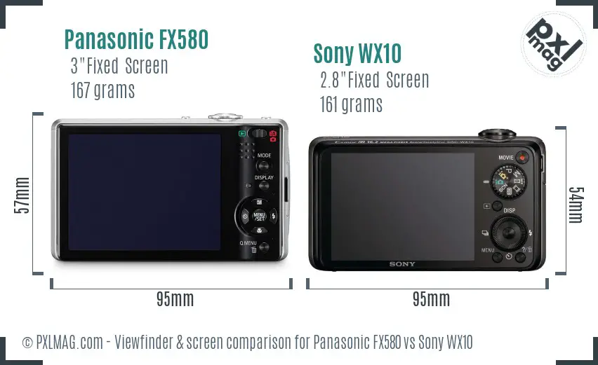 Panasonic FX580 vs Sony WX10 Screen and Viewfinder comparison