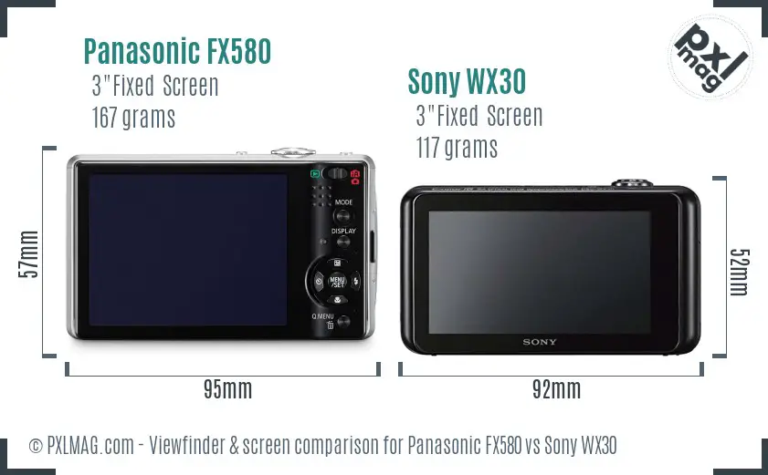 Panasonic FX580 vs Sony WX30 Screen and Viewfinder comparison Panasonic FX580 vs Sony WX30 Screen and Viewfinder comparison