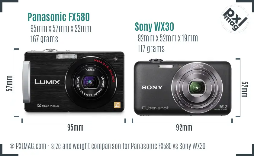 Panasonic FX580 vs Sony WX30 size comparison Panasonic FX580 vs Sony WX30 size comparison