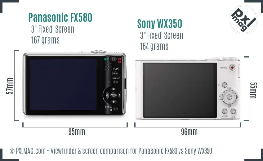 Panasonic FX580 vs Sony WX350 Screen and Viewfinder comparison