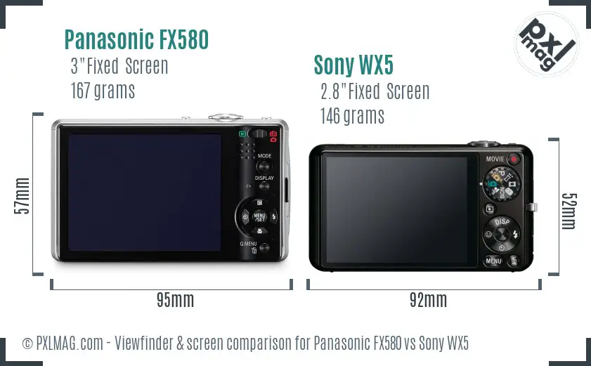 Panasonic FX580 vs Sony WX5 Screen and Viewfinder comparison