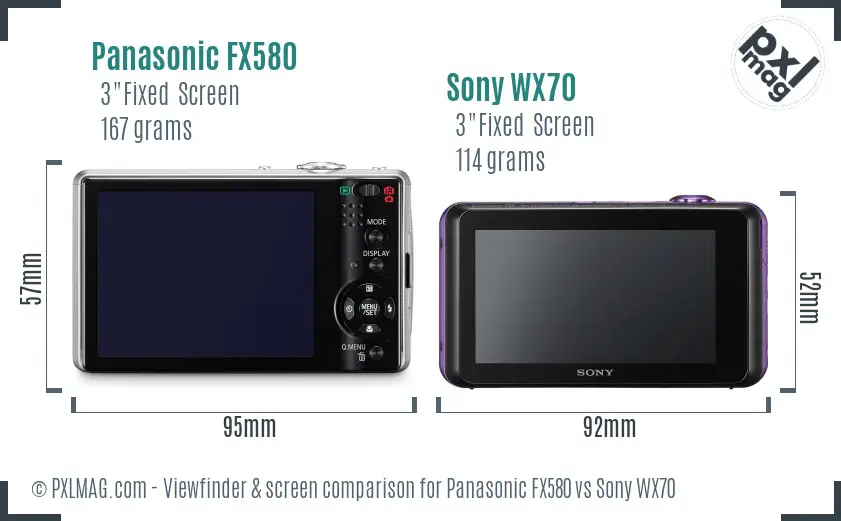 Panasonic FX580 vs Sony WX70 Screen and Viewfinder comparison