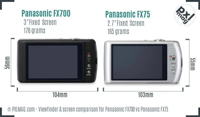 Panasonic FX700 vs Panasonic FX75 Screen and Viewfinder comparison