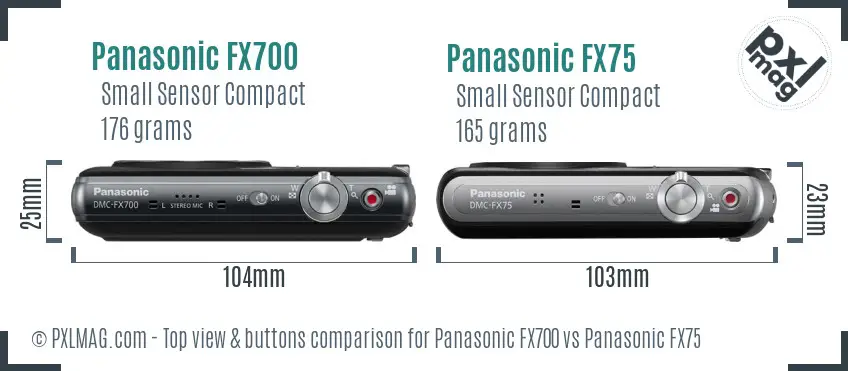 Panasonic FX700 vs Panasonic FX75 top view buttons comparison