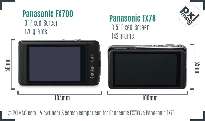 Panasonic FX700 vs Panasonic FX78 Screen and Viewfinder comparison