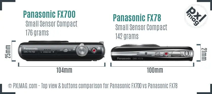 Panasonic FX700 vs Panasonic FX78 top view buttons comparison