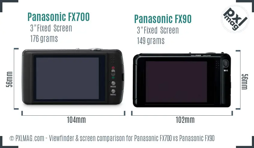Panasonic FX700 vs Panasonic FX90 Screen and Viewfinder comparison