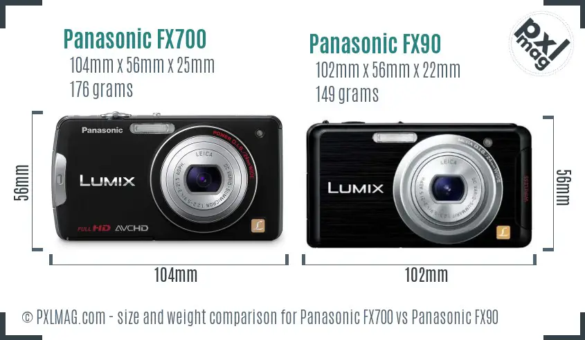 Panasonic FX700 vs Panasonic FX90 size comparison