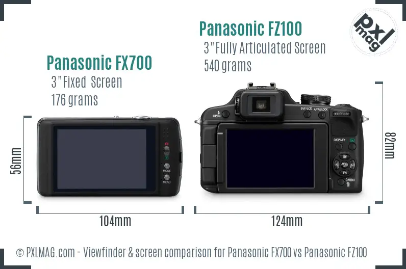 Panasonic FX700 vs Panasonic FZ100 Screen and Viewfinder comparison