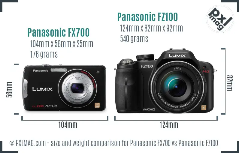 Panasonic FX700 vs Panasonic FZ100 size comparison