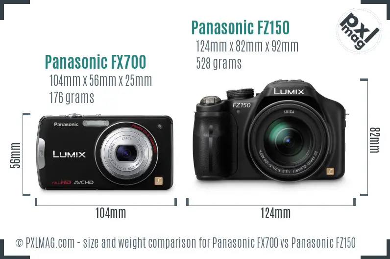 Panasonic FX700 vs Panasonic FZ150 size comparison