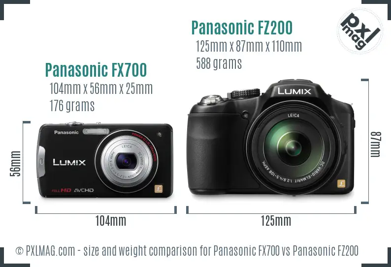 Panasonic FX700 vs Panasonic FZ200 size comparison