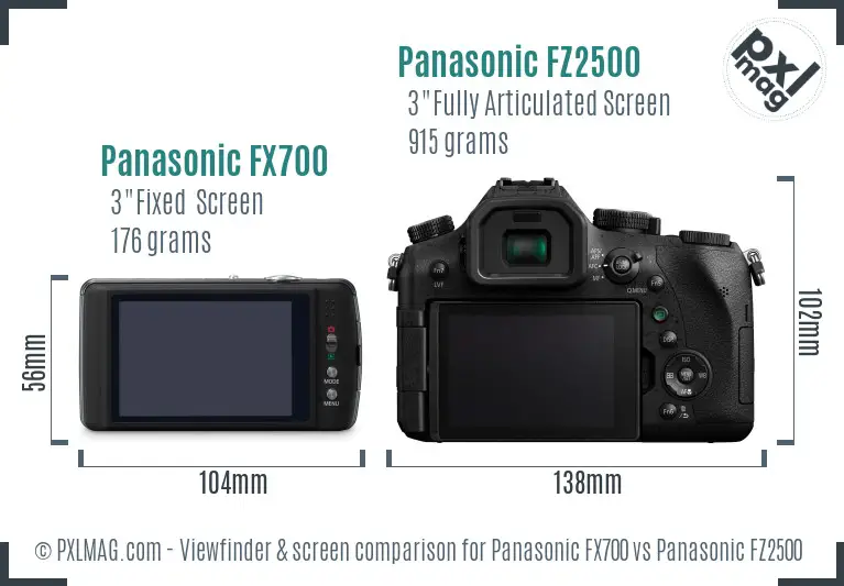Panasonic FX700 vs Panasonic FZ2500 Screen and Viewfinder comparison