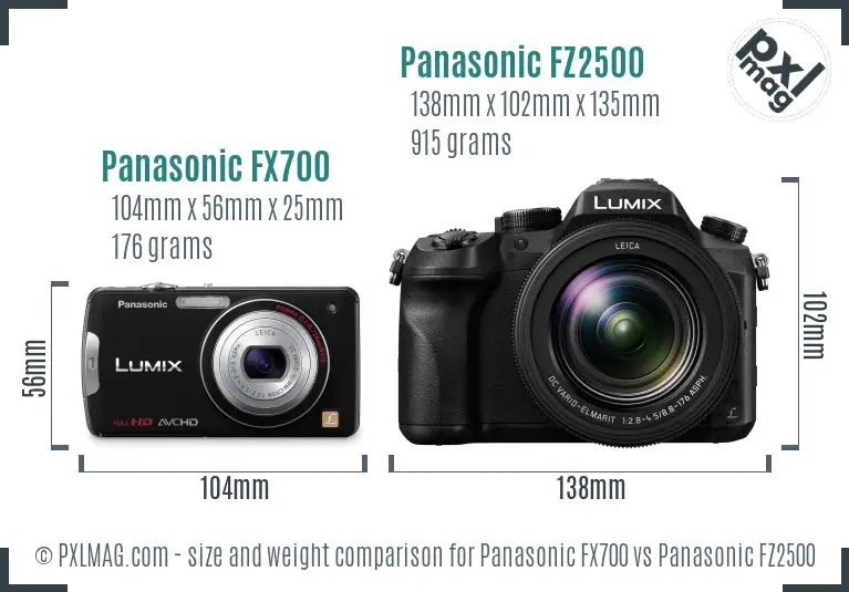 Panasonic FX700 vs Panasonic FZ2500 size comparison