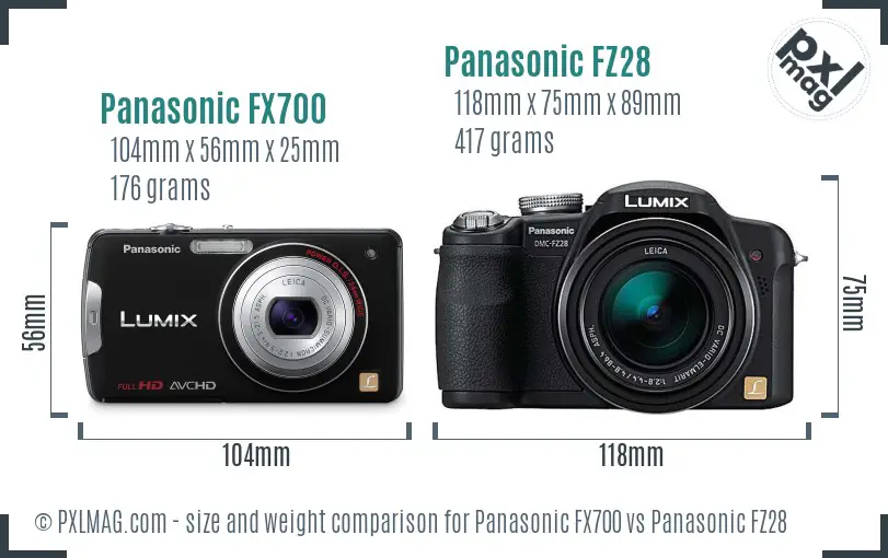 Panasonic FX700 vs Panasonic FZ28 size comparison