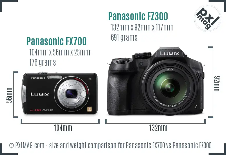 Panasonic FX700 vs Panasonic FZ300 size comparison