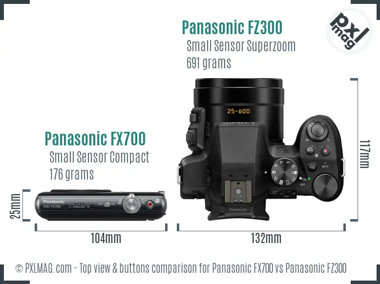 Panasonic FX700 vs Panasonic FZ300 top view buttons comparison