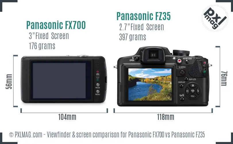 Panasonic FX700 vs Panasonic FZ35 Screen and Viewfinder comparison
