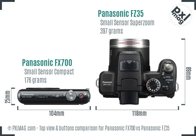Panasonic FX700 vs Panasonic FZ35 top view buttons comparison