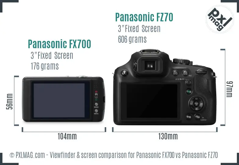 Panasonic FX700 vs Panasonic FZ70 Screen and Viewfinder comparison
