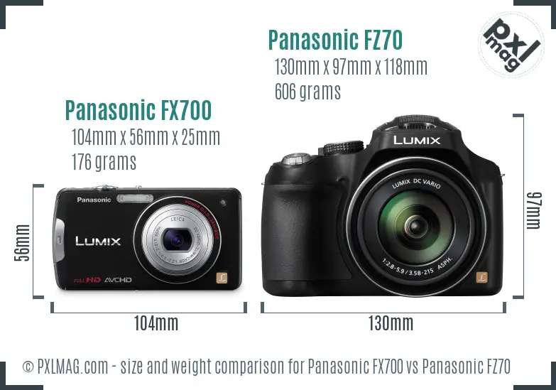 Panasonic FX700 vs Panasonic FZ70 size comparison