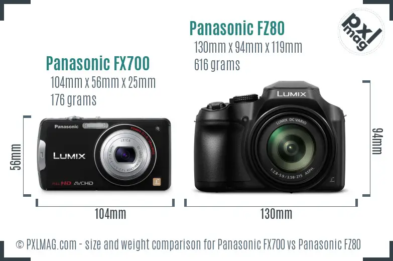 Panasonic FX700 vs Panasonic FZ80 size comparison