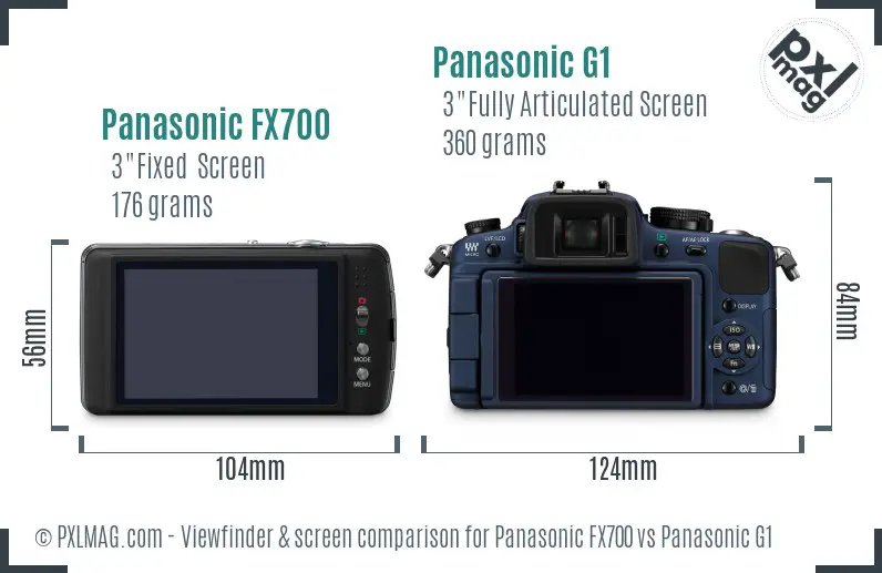 Panasonic FX700 vs Panasonic G1 Screen and Viewfinder comparison