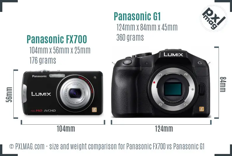 Panasonic FX700 vs Panasonic G1 size comparison