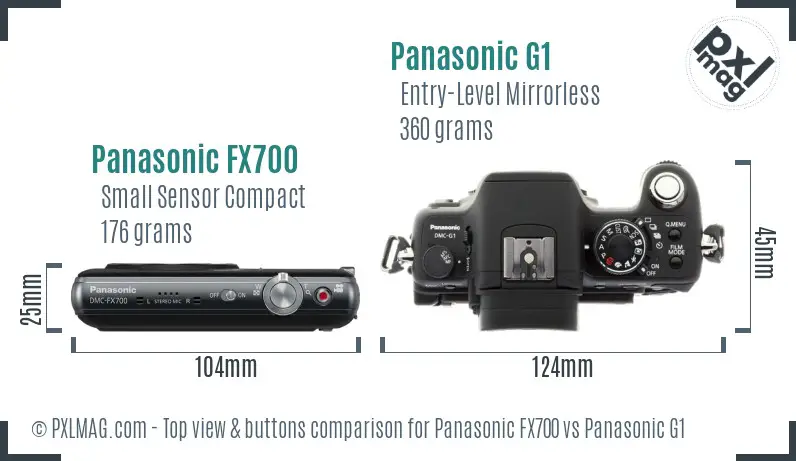 Panasonic FX700 vs Panasonic G1 top view buttons comparison