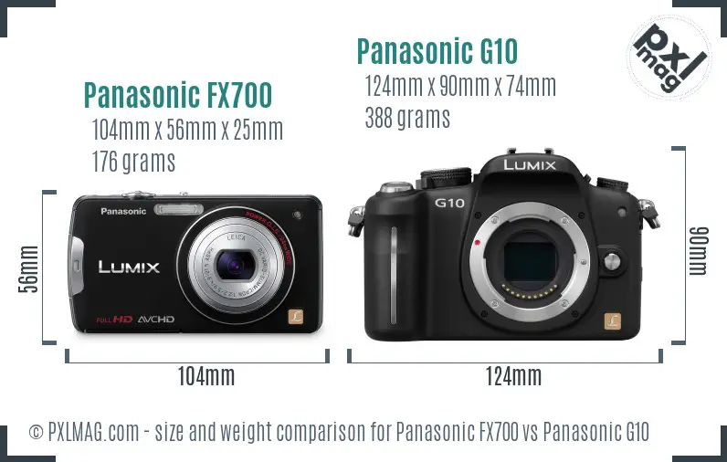 Panasonic FX700 vs Panasonic G10 size comparison