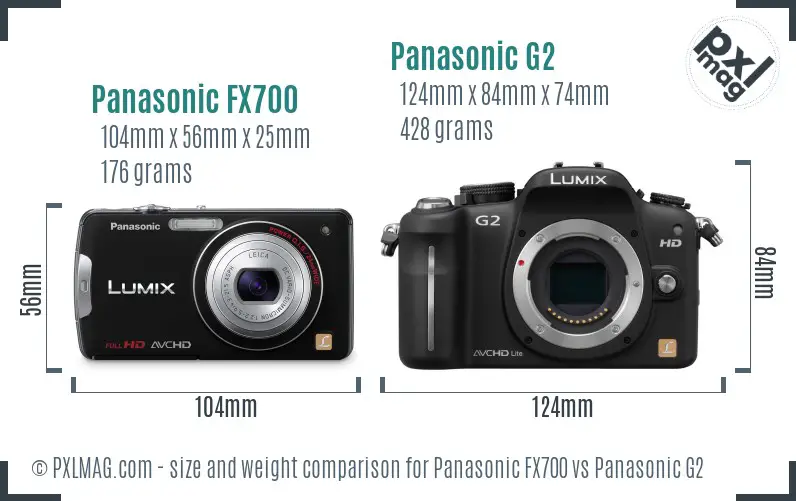 Panasonic FX700 vs Panasonic G2 size comparison