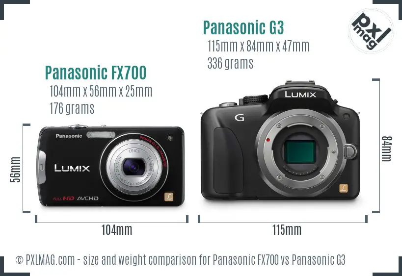 Panasonic FX700 vs Panasonic G3 size comparison