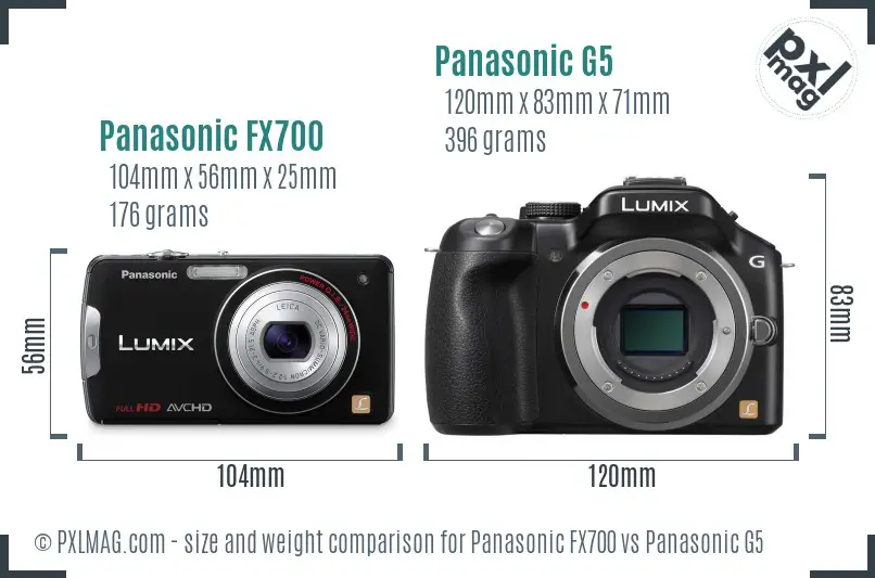 Panasonic FX700 vs Panasonic G5 size comparison