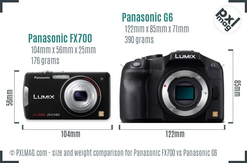 Panasonic FX700 vs Panasonic G6 size comparison