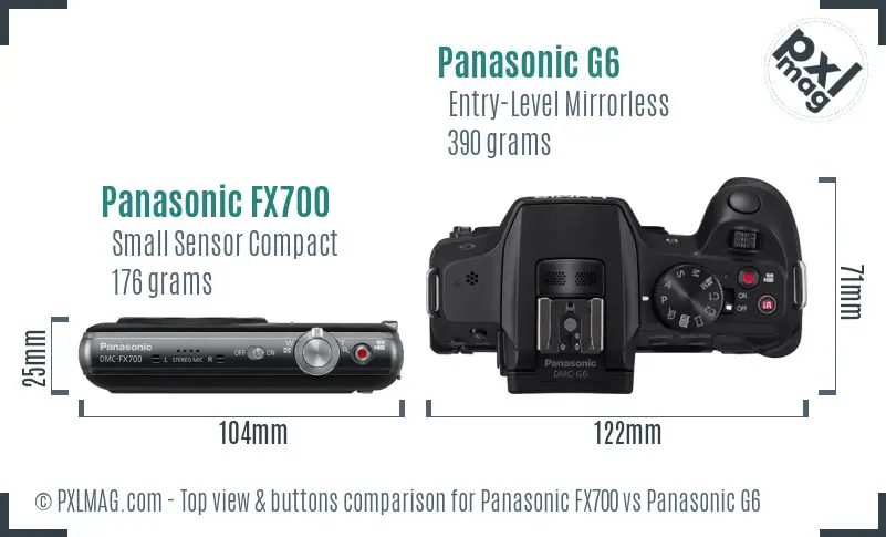 Panasonic FX700 vs Panasonic G6 top view buttons comparison