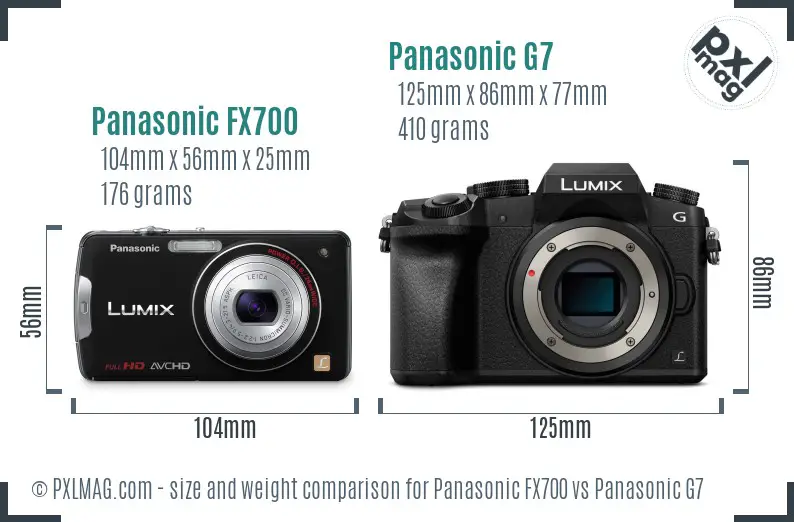 Panasonic FX700 vs Panasonic G7 size comparison
