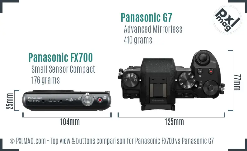 Panasonic FX700 vs Panasonic G7 top view buttons comparison