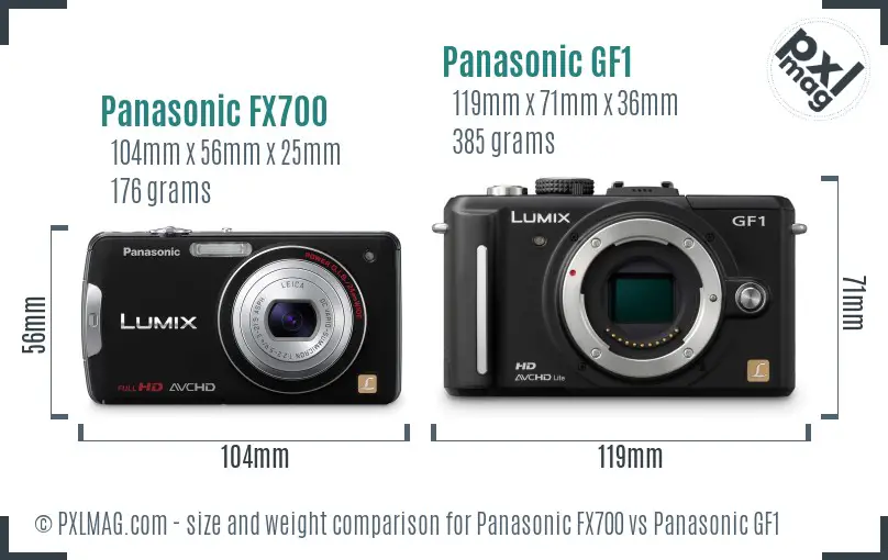 Panasonic FX700 vs Panasonic GF1 size comparison