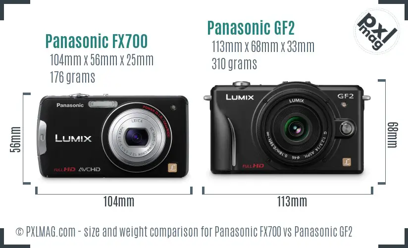 Panasonic FX700 vs Panasonic GF2 size comparison