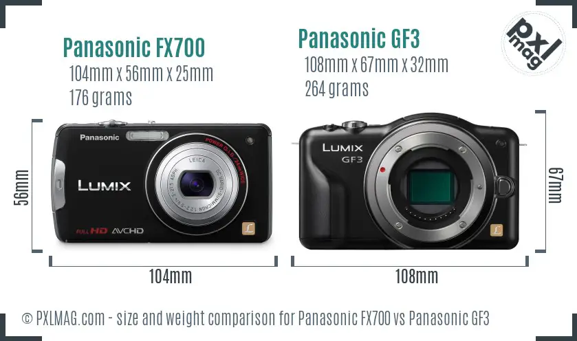 Panasonic FX700 vs Panasonic GF3 size comparison