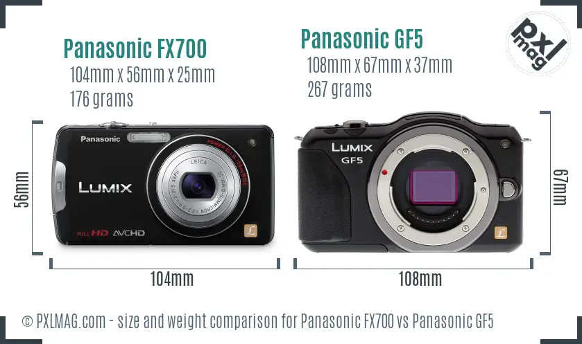 Panasonic FX700 vs Panasonic GF5 size comparison
