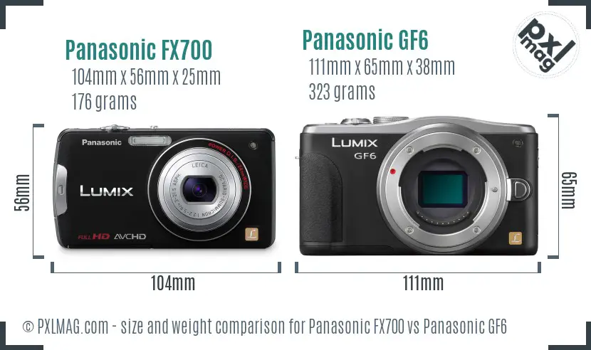 Panasonic FX700 vs Panasonic GF6 size comparison
