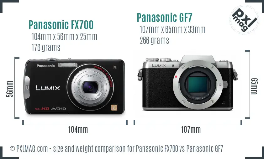 Panasonic FX700 vs Panasonic GF7 size comparison