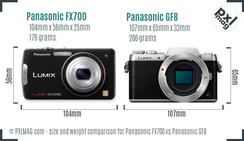 Panasonic FX700 vs Panasonic GF8 size comparison