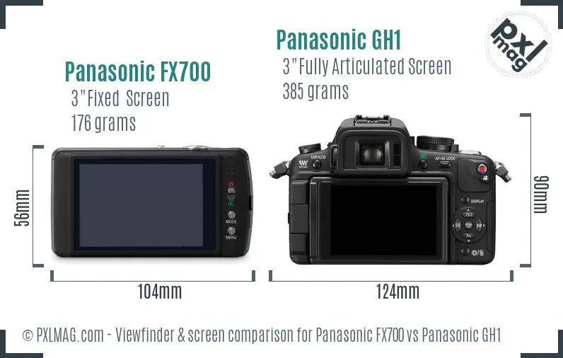 Panasonic FX700 vs Panasonic GH1 Screen and Viewfinder comparison